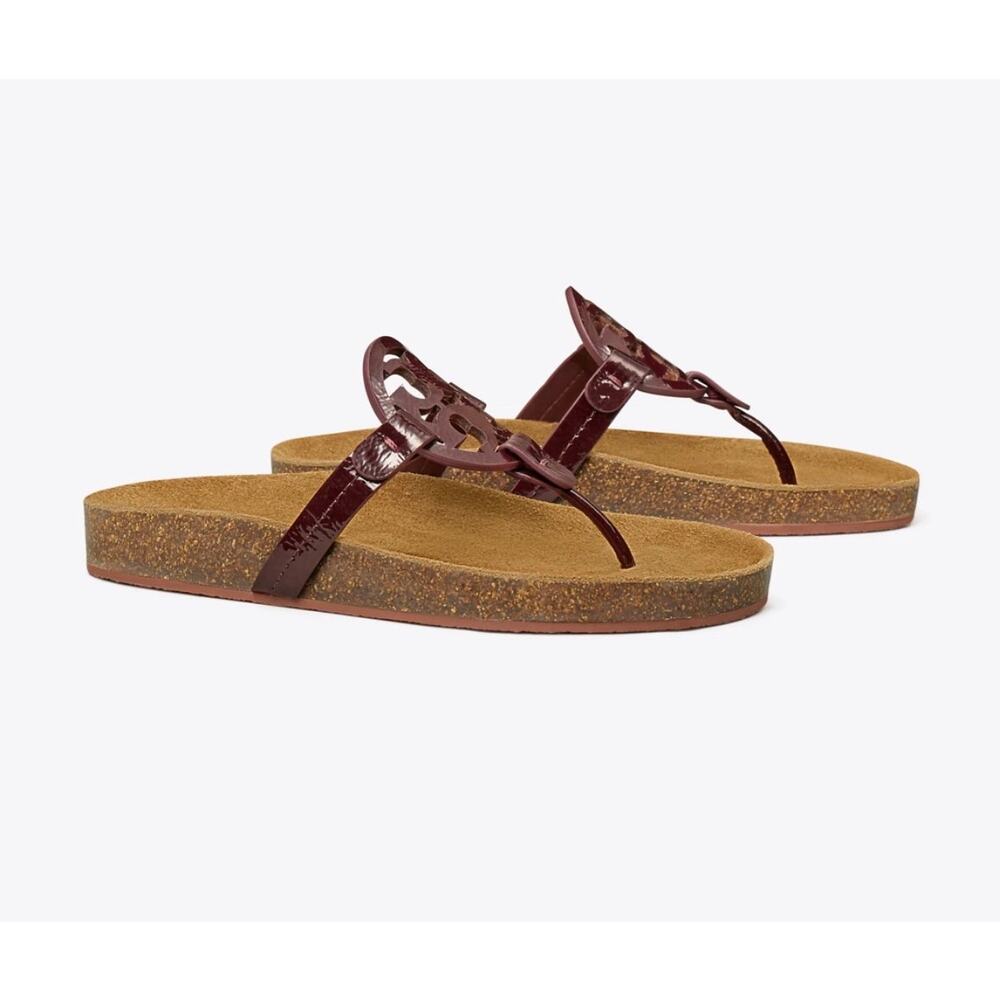 Tory Burch Miller Cloud Sandal in Plum/Natural Size 10 - Picture 2 of 11